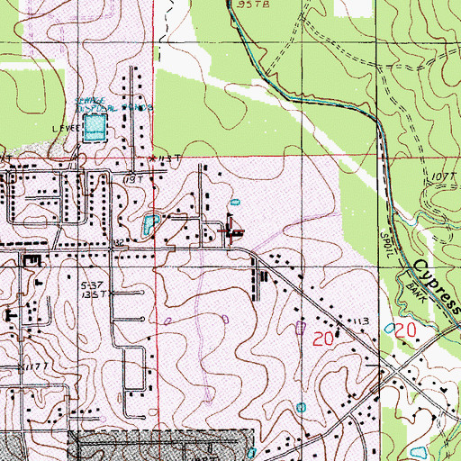 Topographic Map of Cherry Ridge Elementary School, LA