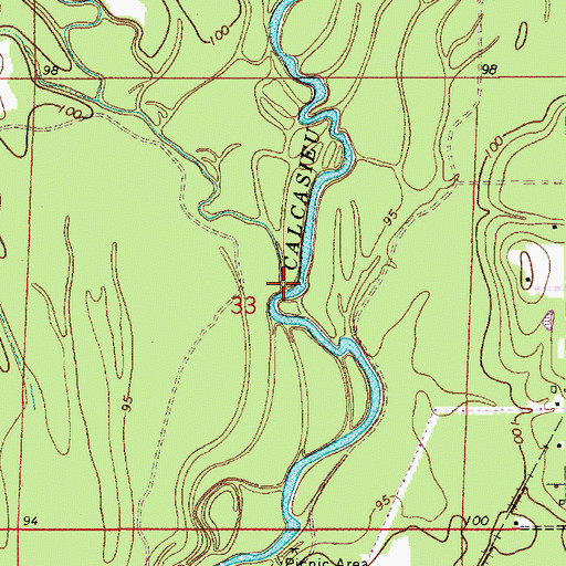 Topographic Map of Cherrywinche Creek, LA