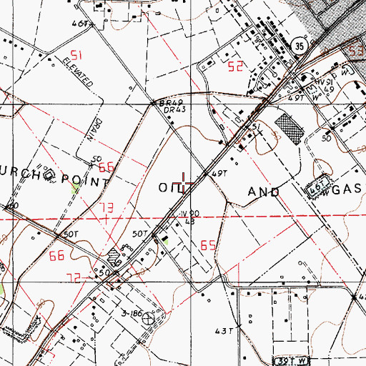 Topographic Map of Church Point Oil and Gas Field, LA