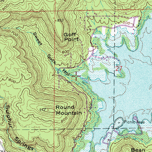 Topographic Map of Sweet Suck Hollow, AR