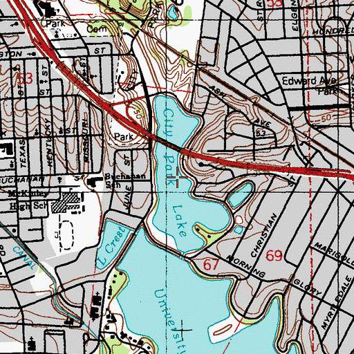 Topographic Map of City Park Lake, LA