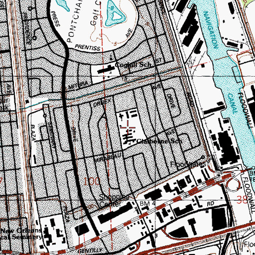 Topographic Map of Parkview Fundamental Magnet School (historical), LA