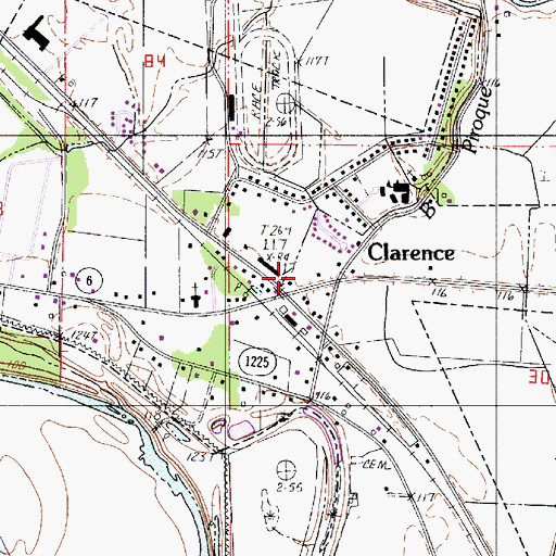 Topographic Map of Clarence, LA