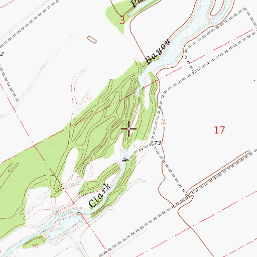 Topographic Map of Clark Bayou, LA