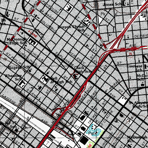 Topographic Map of Joseph S Clark Senior High School, LA