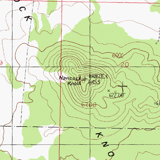 Topographic Map of Hancock Knoll, AZ