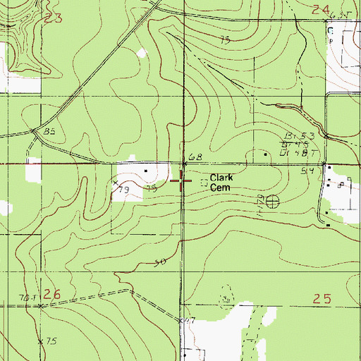 Topographic Map of Clark Cemetery, LA
