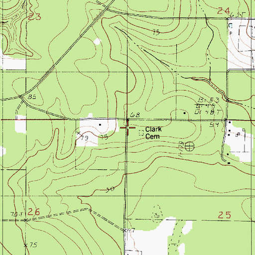Topographic Map of Clark Cemetery, LA