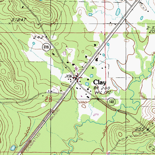 Topographic Map of Clay, LA
