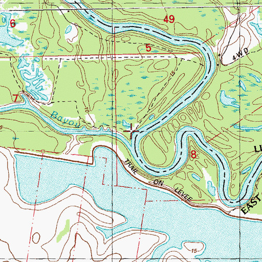 Topographic Map of Clay Cut Bayou, LA