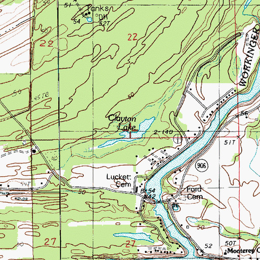 Topographic Map of Clayton Lake, LA