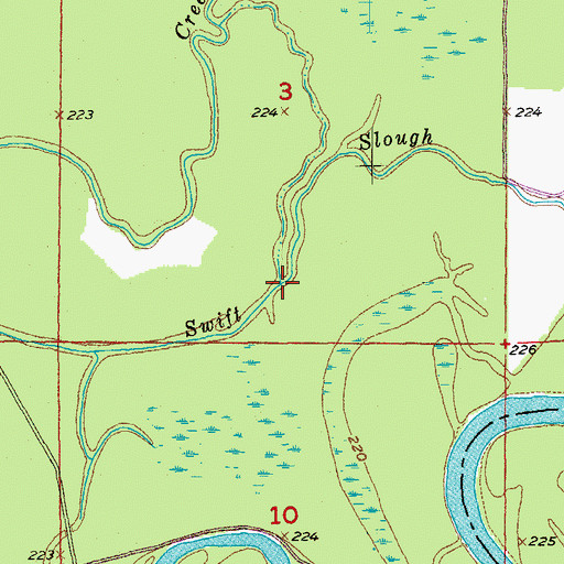 Topographic Map of Swift Slough, AR