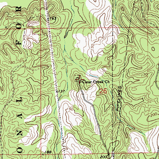 Topographic Map of Clear Creek Methodist Church, LA