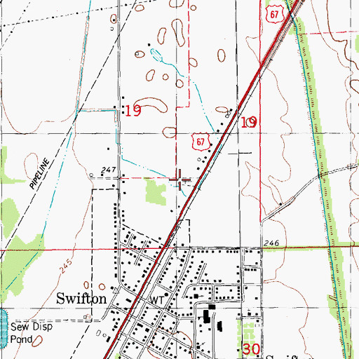 Topographic Map of Swifton Cemetery, AR