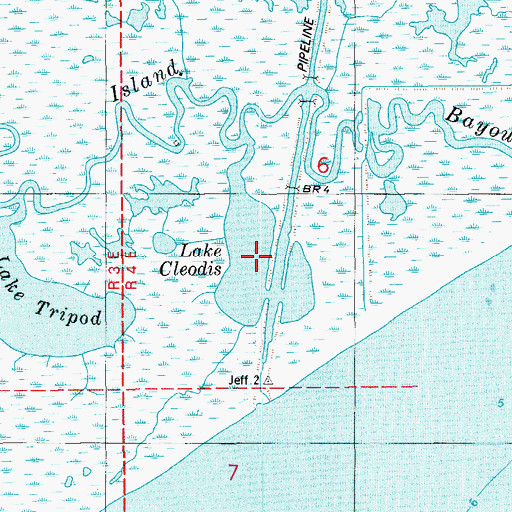 Topographic Map of Lake Cleodis, LA