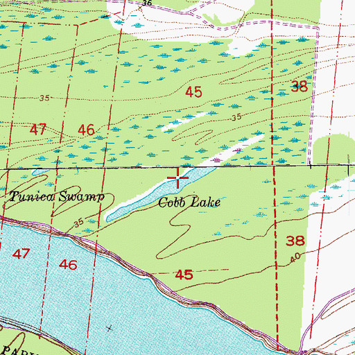 Topographic Map of Cobb Lake, LA