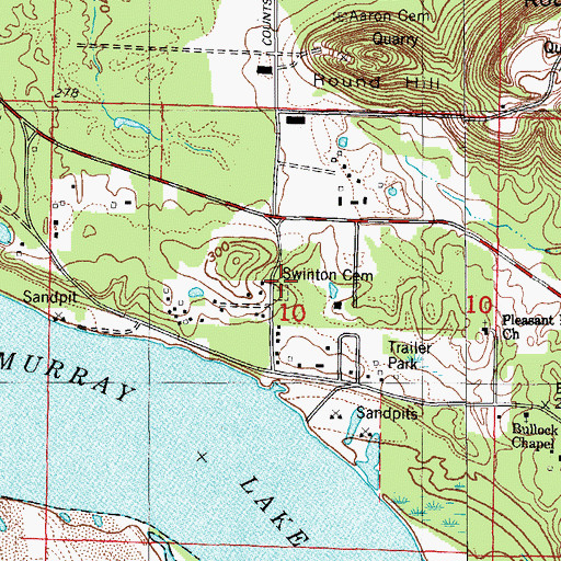 Topographic Map of Swinton Cemetery, AR