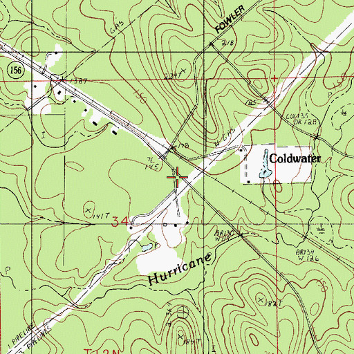 Topographic Map of Coldwater, LA