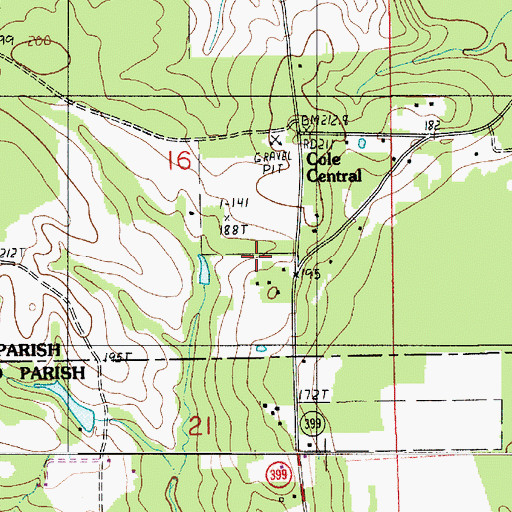 Topographic Map of Cole Central, LA