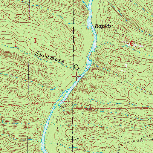 Topographic Map of Sycamore Creek, AR