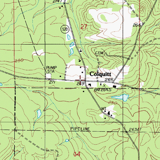 Topographic Map of Colquitt, LA