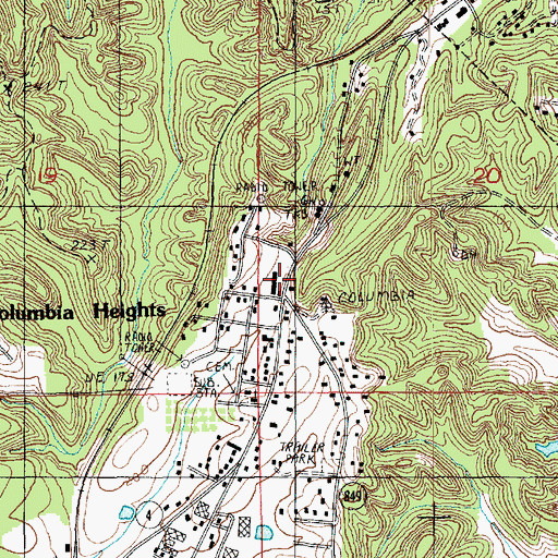 Topographic Map of Columbia Heights, LA