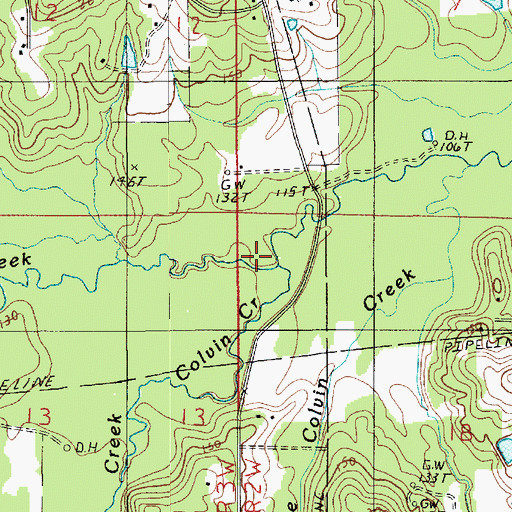 Topographic Map of Colvin Creek, LA