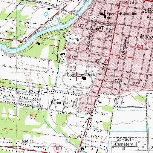 Topographic Map of Comeaux Park, LA