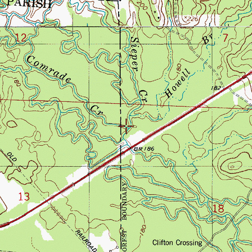 Topographic Map of Comrade Creek, LA