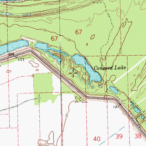 Topographic Map of Concord Lake, LA