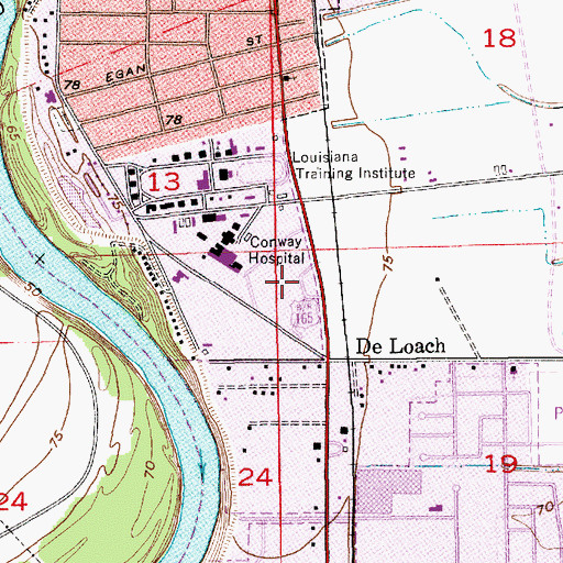 Topographic Map of E A Conway Medical Center, LA