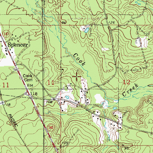 Topographic Map of Cook Cemetery, LA