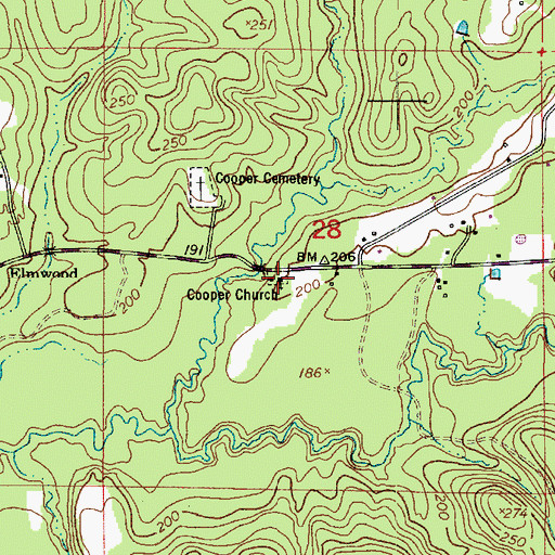 Topographic Map of Cooper Baptist Church, LA