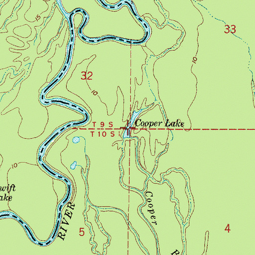 Topographic Map of Cooper Lake, LA