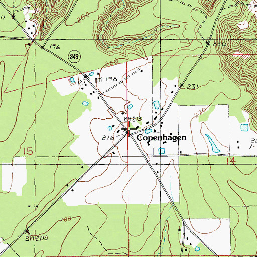 Topographic Map of Copenhagen, LA