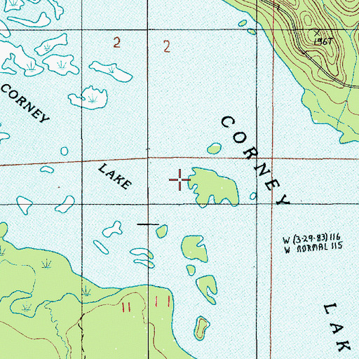 Topographic Map of Corney Lake, LA