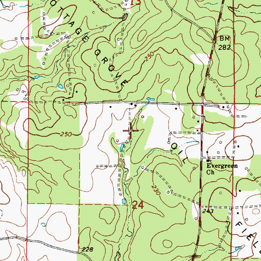 Topographic Map of Cottage Grove Oil and Gas Field, LA