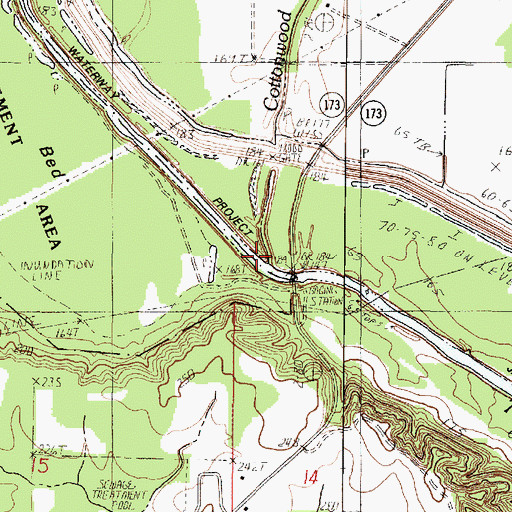 Topographic Map of Cottonwood Bayou, LA