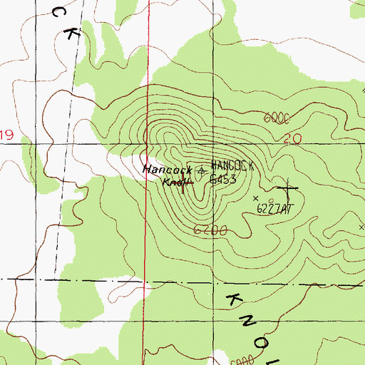 Topographic Map of Hancock Knolls, AZ
