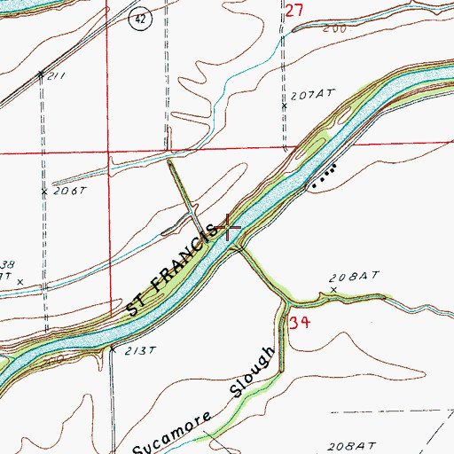 Topographic Map of Sycamore Slough, AR