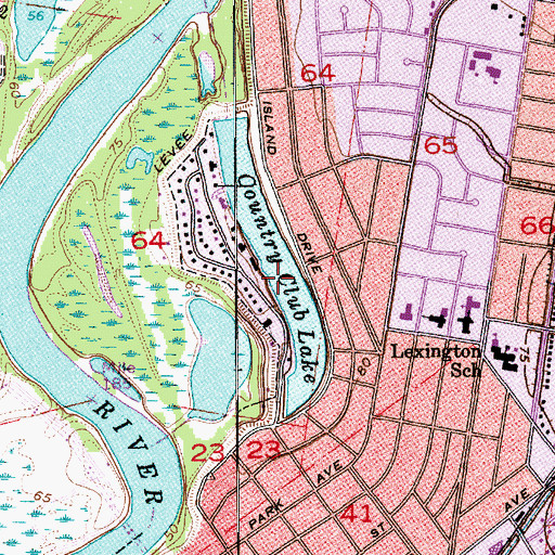 Topographic Map of Country Club Lake, LA