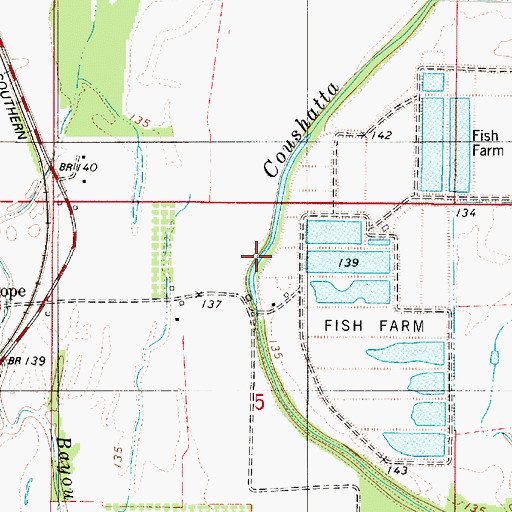 Topographic Map of Coushatta Bayou, LA