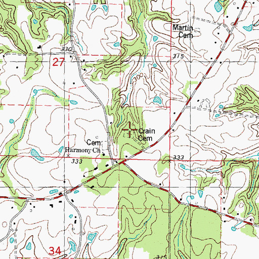 Topographic Map of Crain Cemetery, LA
