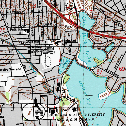 Topographic Map of Lake Crest, LA