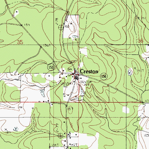 Topographic Map of Creston, LA