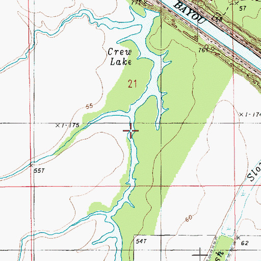 Topographic Map of Crew Lake, LA