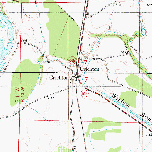 Topographic Map of Crichton, LA