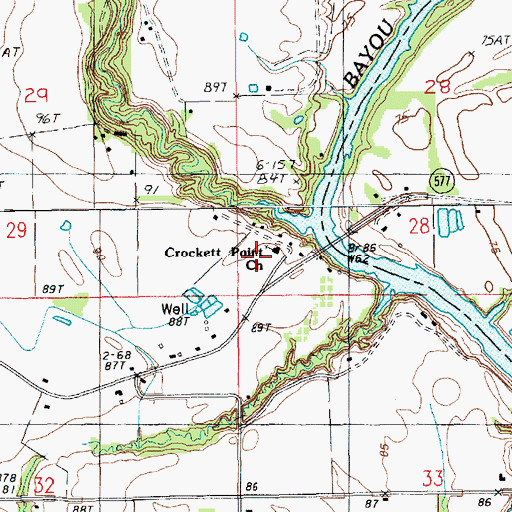 Topographic Map of Crocketts Point Baptist Church, LA