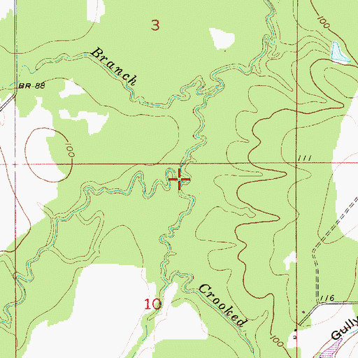 Topographic Map of Crooked Branch, LA