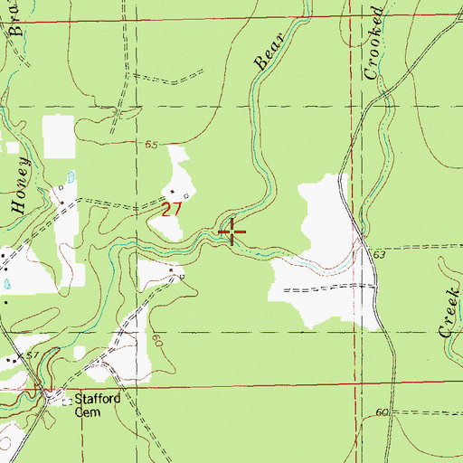 Topographic Map of Crooked John Branch, LA